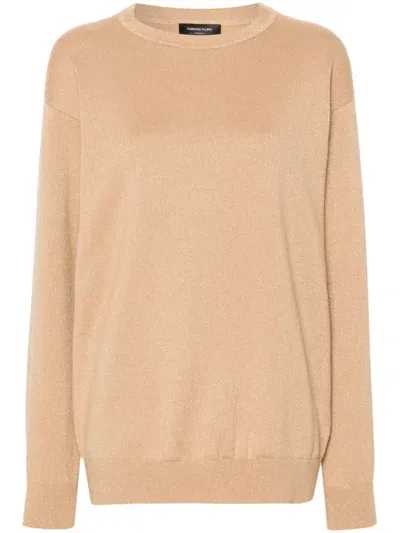 Fabiana Filippi Lurex-detail Sweater In Brown