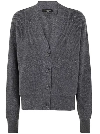 Fabiana Filippi Lurex Long Sleeve Cardigan In Grey