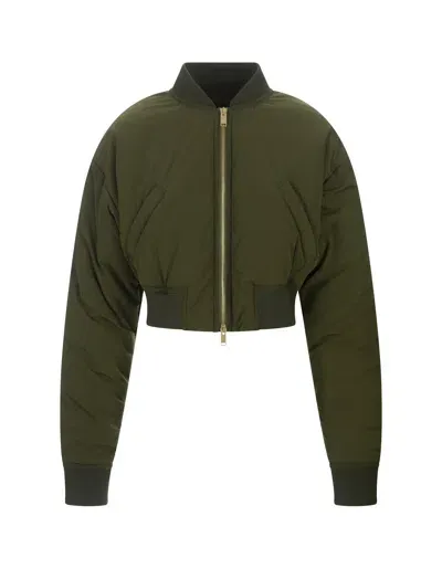 Fabiana Filippi Olive Green Padded Crop Bomber Jacket