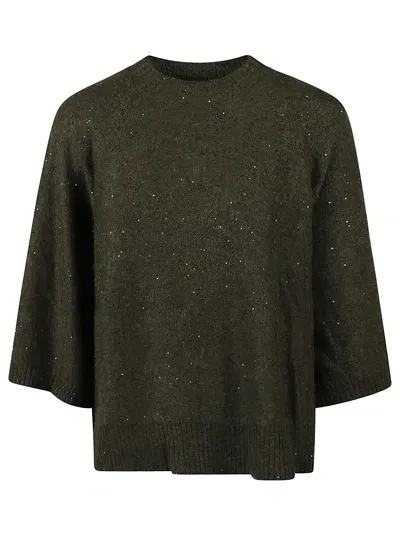 Fabiana Filippi Oversized Glittery Sweater In Loden