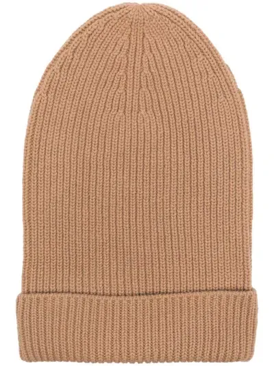 Fabiana Filippi Ribbed-knit Beanie In Brown