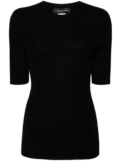 Fabiana Filippi Ribbed-knit Crew-neck Jumper In Black