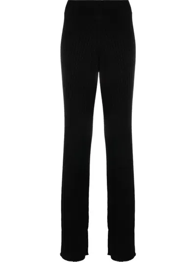 Fabiana Filippi Ribbed-knit Flared Trousers In Black