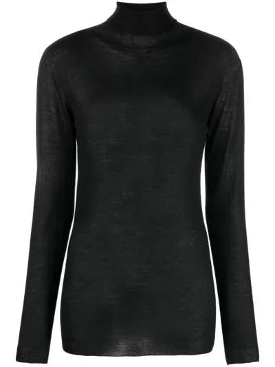 Fabiana Filippi Roll-neck Fine-knit Jumper In Black