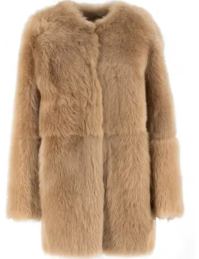 Fabiana Filippi Sheepskin Coat In Brown