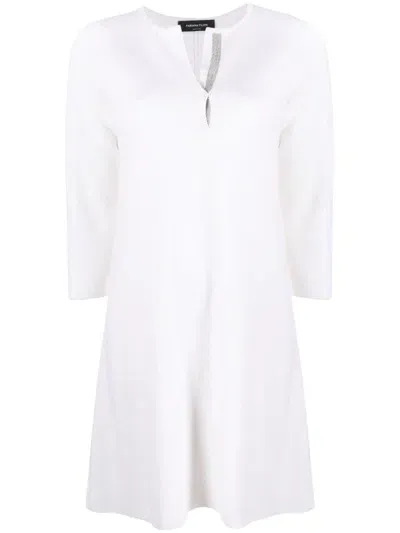 Fabiana Filippi Split-neck Knitted Wool Minidress In White