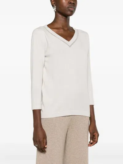 Fabiana Filippi Round Neck Sweater In Beige