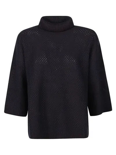 Fabiana Filippi Threequarters Sleeve Turtle Neck Sweater  In Blue