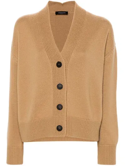 Fabiana Filippi Virgin Wool Cardigan In Beige