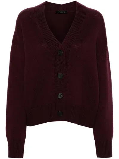 Fabiana Filippi Virgin Wool Cardigan In Bordeaux