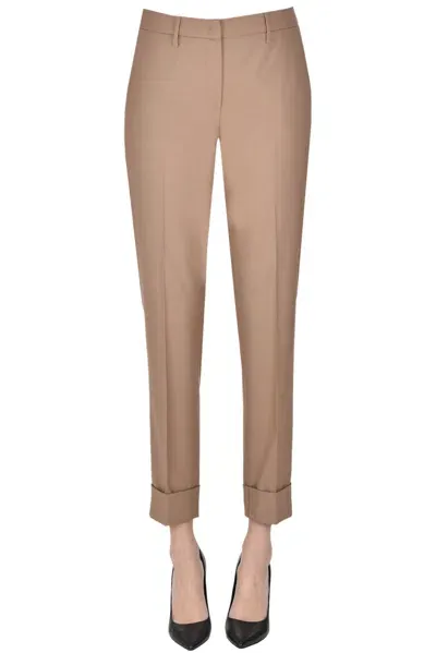 Fabiana Filippi Virgin-wool Cropped Trousers In Light Brown