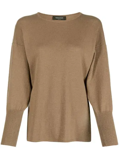 Fabiana Filippi Fitted-cuffs Knitted Jumper In Brown