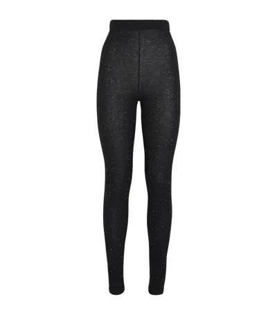 Fabiana Filippi Wool-blend Sequinned Leggings In Black