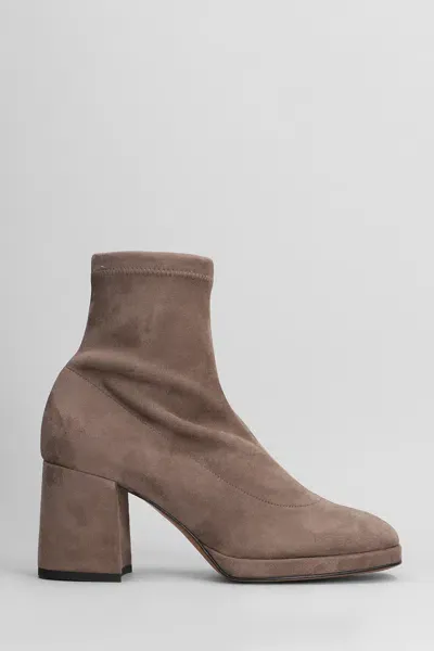 Fabio Rusconi High Heels Ankle Boots In Taupe Suede