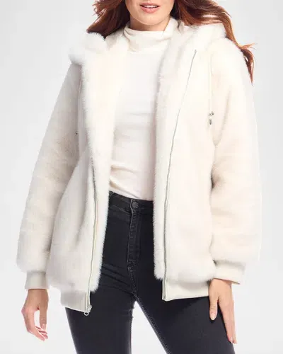 Fabulous Furs Ski Club Faux Mink Parka In Ivory