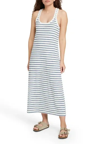 Faherty Cabana Stripe Terry Tank Maxi Dress In Navy Surf Stripe