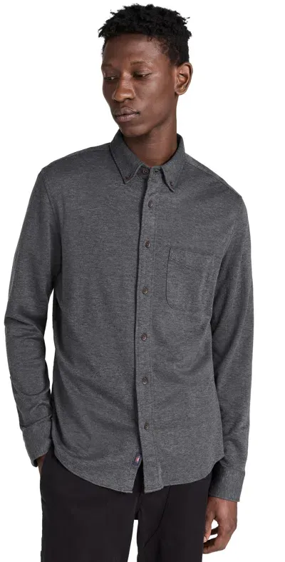 Faherty Coastline Knit Shirt Charcoal Heather Twill