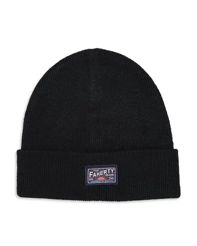 Faherty Core Logo Beanie In Black