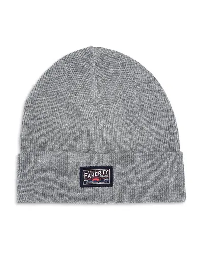 Faherty Core Logo Beanie In Grey Heather