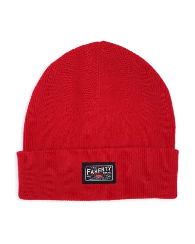 Faherty Core Logo Beanie In Red