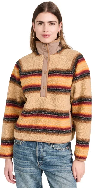 Faherty Fireside Fleece Popover Bonfire Stripe