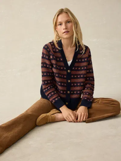 Faherty Highland Fairisle Cardigan In Twilight Fairisle