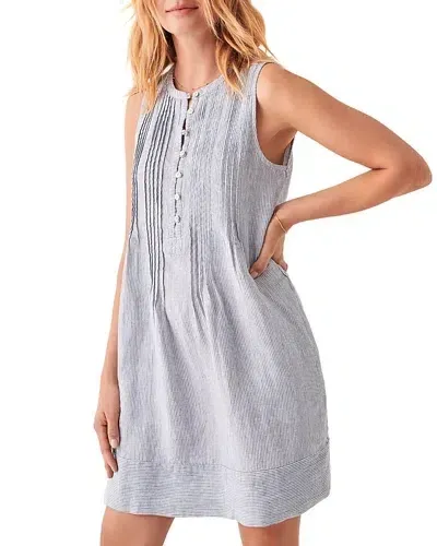 Faherty Isha Linen Mini Dress In Blue Mini