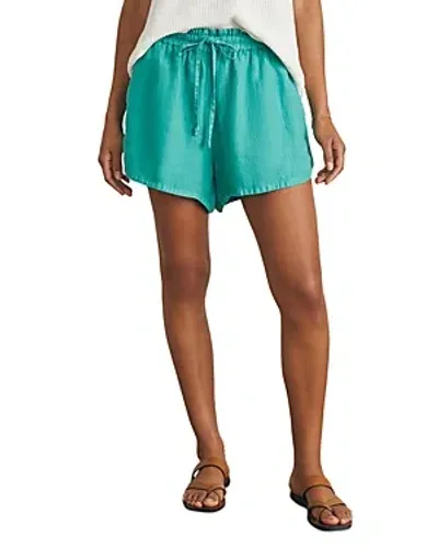 Faherty Laguna Linen Drawstring Shorts In Bottle Green