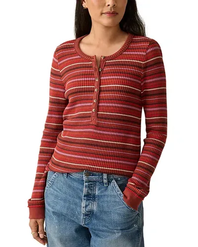 Faherty Legend Waffle Henley Top In Sunset Ombre