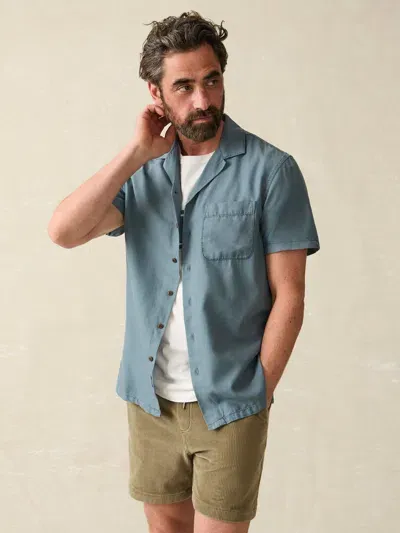 Faherty Short-sleeve Getaway Camp Shirt In Blue Waters