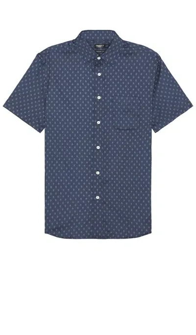 Faherty Short Sleeve Movement Shirt In Navy Dusk Diamond Print