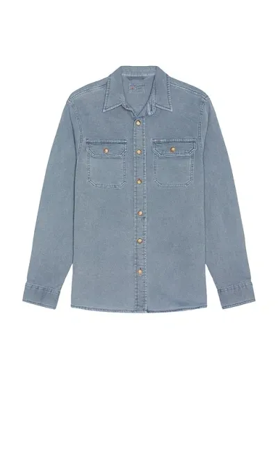 Faherty Sunwashed Shirt Jacket In Petrol Blue