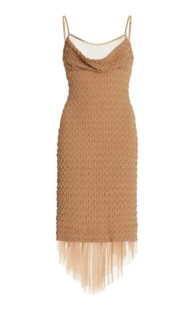 Fait Par Foutch Exclusive Emeline Textured-knit Nylon Midi Dress In Brown