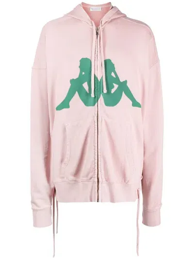 Faith Connexion Logo-print Zip-up Hoodie In Pink