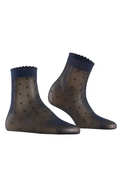 Falke Polka Dot Mesh Crew Socks In Marine