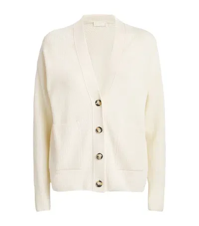 Falke Virgin Merino Wool-cashmere Cardigan In Ivory