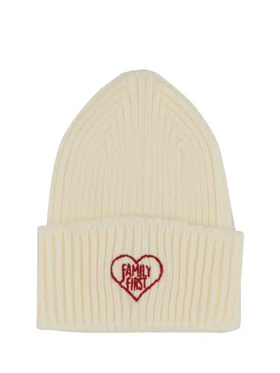 Family First Beanie Hat "heart" In White