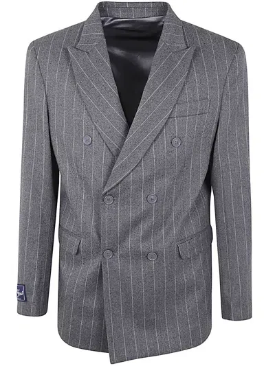 Family First Blazer Double Breast Striped In Grey