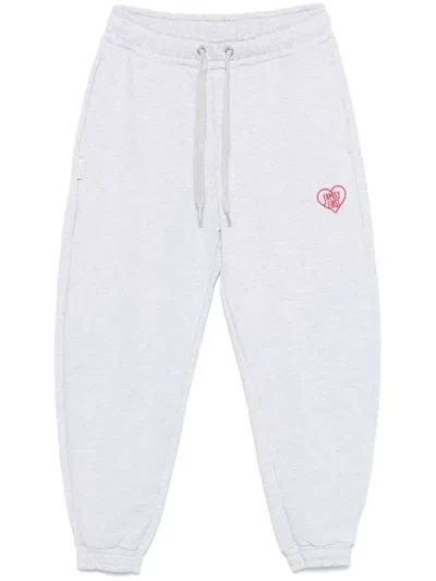 Family First Heart Logo Sweatpants In Grey