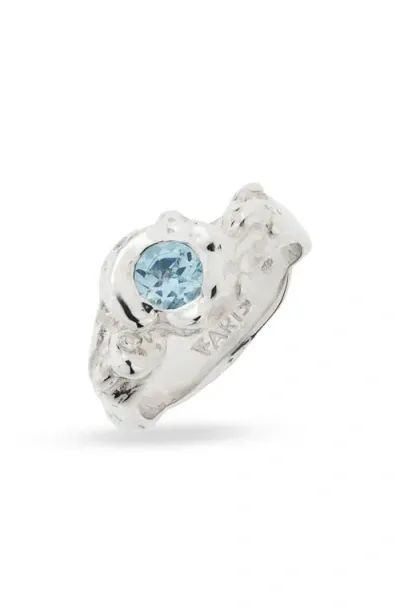 Faris Blue Topaz Statement Ring In Metallic