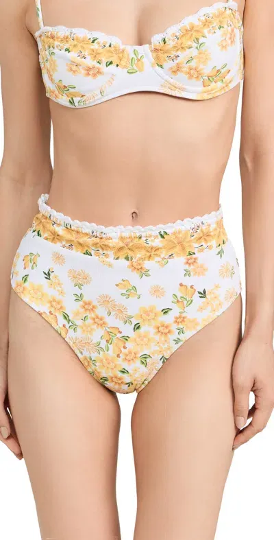 Farm Rio Azaleia High Waist Bottoms Azaleia Off White