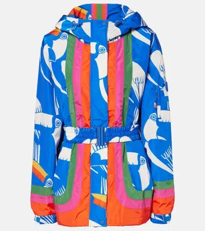 Farm Rio Colorblocked Printed Ski Jacket In Blue