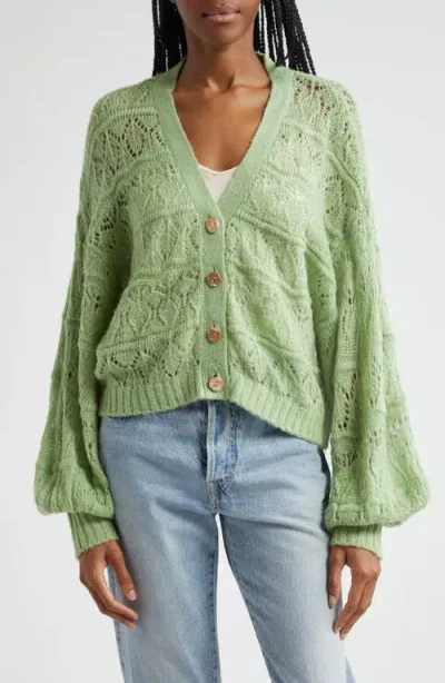 Farm Rio Textured Cardigan In Light Green