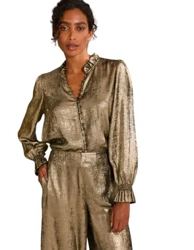 Fatface Bria Metallic Blouse In Antique Gold