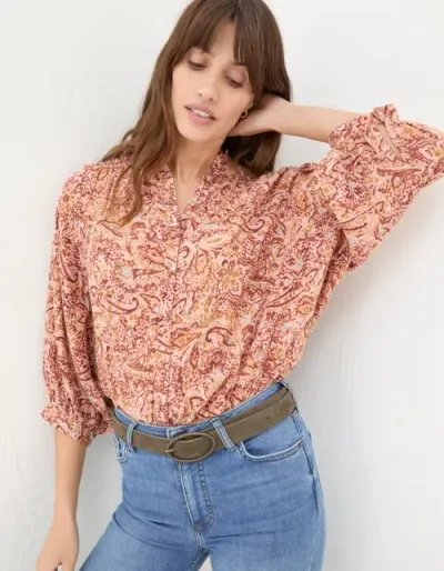 Fatface Evelyn Wild Paisley Blouse In Dusky Pink