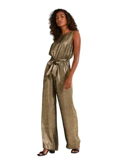 Fatface Gisele Metallic Jumpsuit In Antique Gold