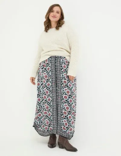 Fatface Plus Size Arabella Wild Floral Midi Skirt In Black