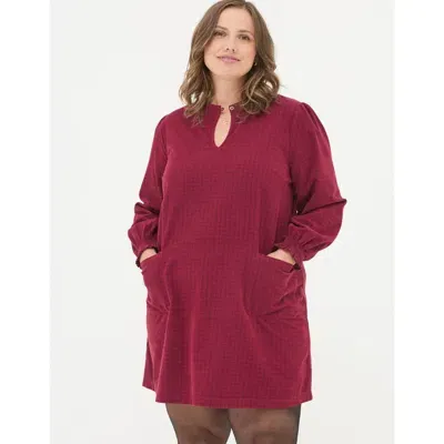 Fatface Plus Size Fran Cord Check Dress In Dark Red