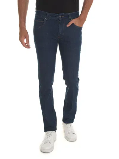 Fay 5 Pocket Denim Jeans In Dark Denim