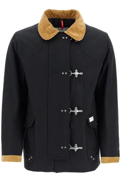 Fay Archive 4-hook Canvas Jacket With Classic In Black